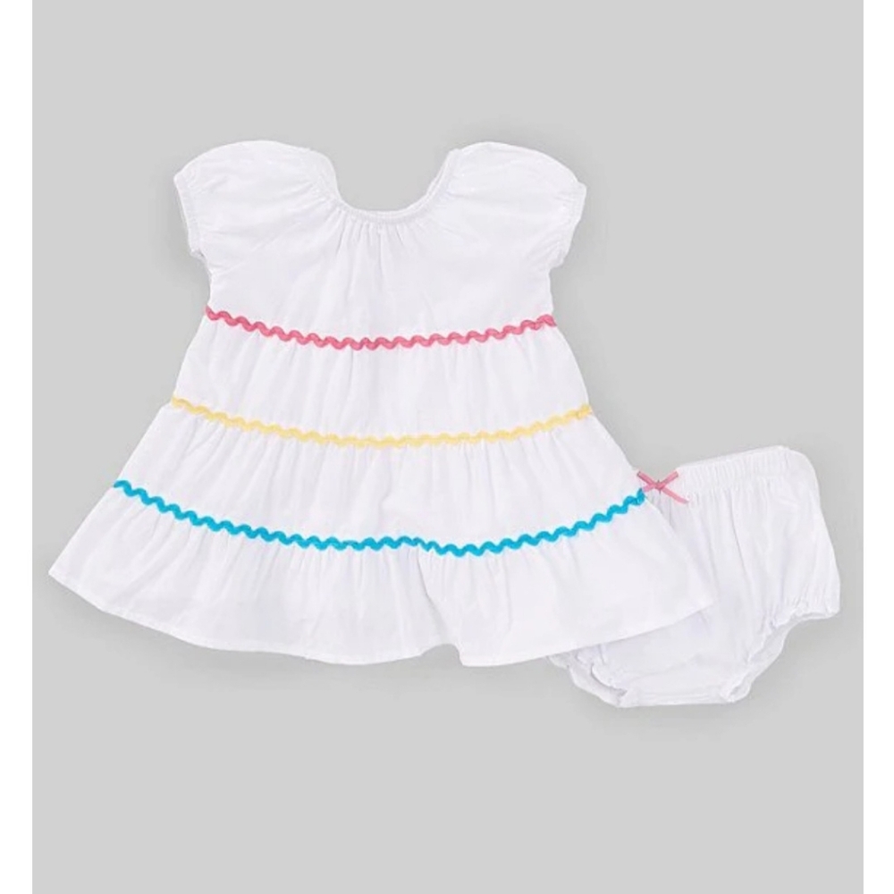 Adventurewear 360 Baby Girls 3-24 Months Scoop Neck Short Sleeve Ricrac Tiered D